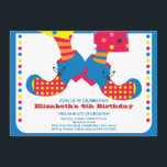 CUTE Circus Kids Birthday Party Invitation Kaart<br><div class="desc">Cute circus clown children verjaardagsfeest uitnodiging.  Heldere en kleurrijke uitnodiging voor het krullen is de perfecte uitnodiging voor een jongen of meisje.  Bezoek ons op www.celebrateitinvites.com om onze andere circuspartijuitnodigingen te uitzichten.  ©Blackleaf Design</div>