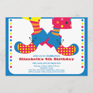 CUTE Circus Kids Birthday Party Invitation Kaart
