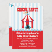 CUTE Circus Kids Birthday Party Invitation Kaart (Voorkant / Achterkant)