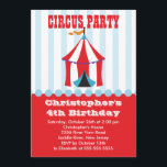 CUTE Circus Kids Birthday Party Invitation Kaart<br><div class="desc">Begin je feestje meteen met onze leuke en kleurrijke circusuitshow op de Birthday Party met een rode en witte circustent op een blauwe en witte achtergrond. Op de achterkant van de uitnodiging staat een schattige kleine clown. Ideaal voor een eerste verjaardag of een verjaardag... Verander gewoon de verjaardag. Volledig aanpasbaar...</div>