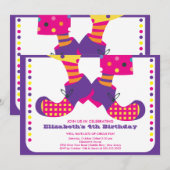 CUTE Circus Kids Birthday Party Invitation Kaart (Voorkant / Achterkant)