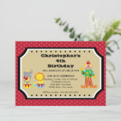 CUTE Circus Kids Birthday Party Invitation Kaart (Staand voorkant)