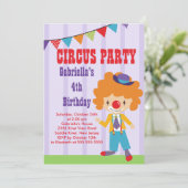 CUTE Circus Kids Birthday Party Invitation Kaart (Staand voorkant)