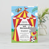 CUTE Circus Kids Birthday Party Invitation Kaart (Staand voorkant)