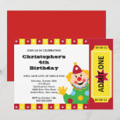 CUTE Circus Kids Birthday Party Invitation Kaart (Voorkant / Achterkant)