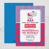 CUTE Circus Kids Birthday Party Invitation Kaart (Voorkant / Achterkant)