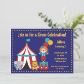 Cute Circus Kind Birthday Invitation Kaart (Staand voorkant)