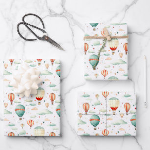 Cute Circus Luchtballon Harten Baby Shower Kraamka Inpakpapier Vel