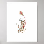 Cute Circus Mouse With Balloon Carnival Nursery Poster (Voorkant)
