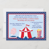 Cute Circus Party Invitation Kaart (Achterkant)