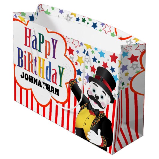 Cute Circus Ringmaster Cartoon Polar Beer Groot Cadeauzakje (Achterkant Gekanteld)