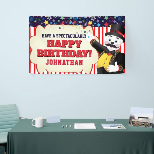 Cute Circus Ringmaster Cartoon Polar Beer Spandoek (Beurs)