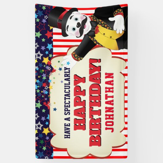 Cute Circus Ringmaster Cartoon Polar Beer Spandoek (Verticaal)