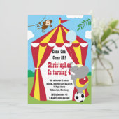 Cute Circus Tent Birthday Party Kaart (Staand voorkant)