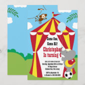 Cute Circus Tent Birthday Party Kaart (Voorkant / Achterkant)