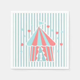 Cute Circus Tent Eerste Verjaardag  Servet