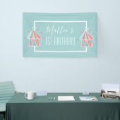 Cute Circus Tent Eerste Verjaardag Spandoek (Beurs)