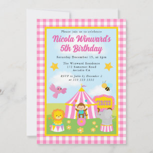 Cute Circus Tent en Dieren Kinderen Verjaardag Kaart