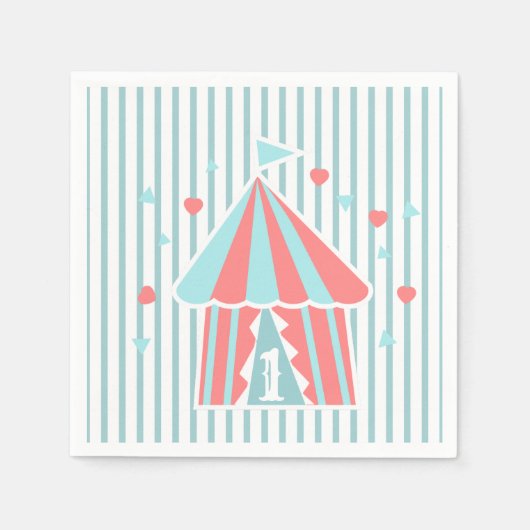 Cute Circus Tent First Birthday Servet (Voorkant)