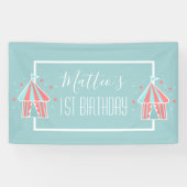 Cute Circus Tent First Birthday Spandoek (Horizontaal)