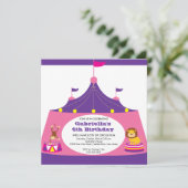 CUTE Circus Tent Kids Birthday Party Invitation Kaart (Staand voorkant)
