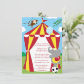 Cute circus themus boy/meisjesfeestje Uitnodiging (Staand voorkant)