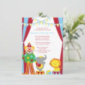 Cute circus themus boy/meisjesfeestje Uitnodiging (Staand voorkant)