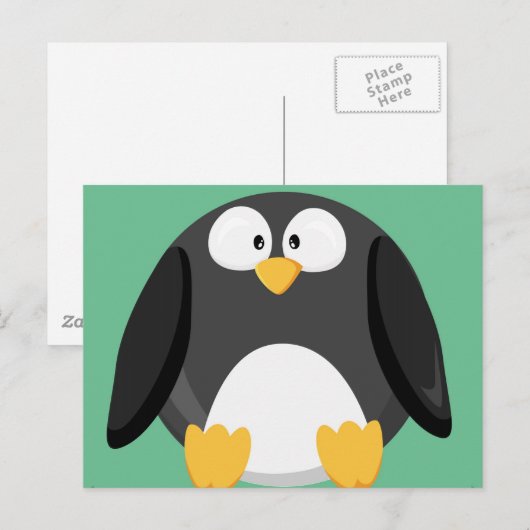 Cute cirkelpinguïn briefkaart (Voorkant / Achterkant)