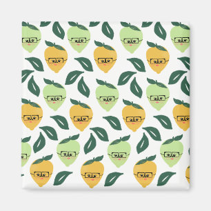 Cute citroencartoon met brilpatroon magneet
