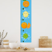 Cute citrus cartoon illustration growth chart poster (Keuken)