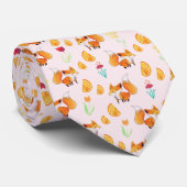 Cute Citrus Fox Pattern Stropdas (Opgerold)