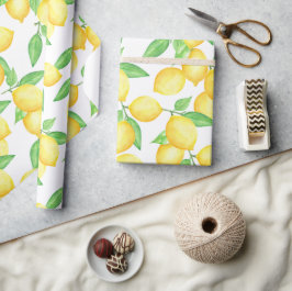 Cute Citrus Lemon Print Cadeaupapier