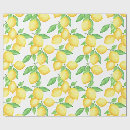 Cute Citrus Lemon Print Cadeaupapier (Vlak)