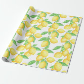 Cute Citrus Lemon Print Cadeaupapier (Uitgerold)