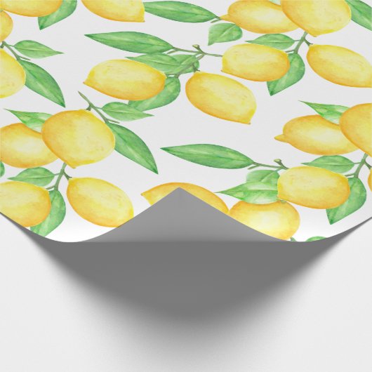 Cute Citrus Lemon Print Cadeaupapier (Hoek)