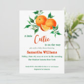 Cute Citrus Little Cutie Oranje Baby shower Kaart (Staand voorkant)