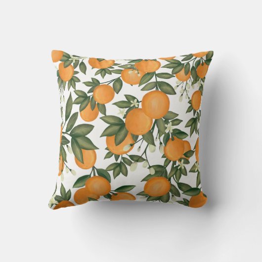 Cute Citrus Oranje Greenery Birth Stats Kussen (Achterkant)