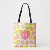 Cute Citrus Pattern Monogrammed Tote Bag (Voorkant)