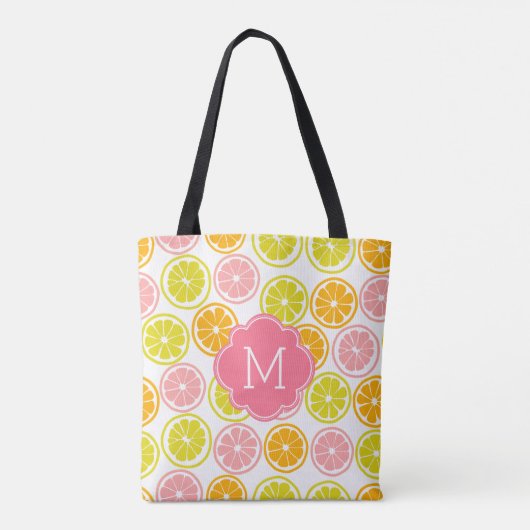 Cute Citrus Pattern Monogrammed Tote Bag (Achterkant)