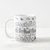 Cute City Doodle Koffiemok (Links)