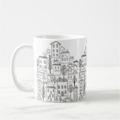 Cute City Urban Doodle Art Koffiemok (Links)