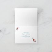 Cute Clarinet Player Bunny Rabbit with Robin Feestdagen Kaart (Binnen)