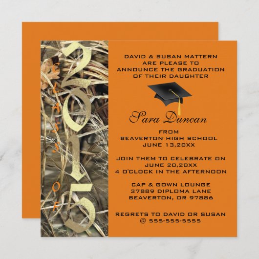 Cute Classic Camo Elegant 2015 Afstuderen Invites Kaart (Voorkant / Achterkant)