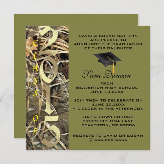 Cute Classic Camo Elegant 2015 Afstuderen Invites Kaart (Voorkant / Achterkant)