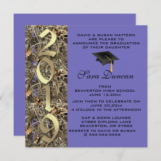 Cute Classic Country Camo 2019 Afstuderen Invite Kaart (Voorkant / Achterkant)