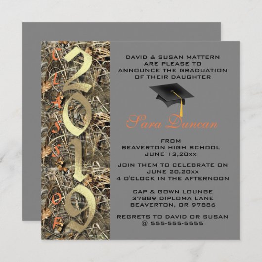 Cute Classic Country Camo 2019 Afstuderen Invite Kaart (Voorkant / Achterkant)