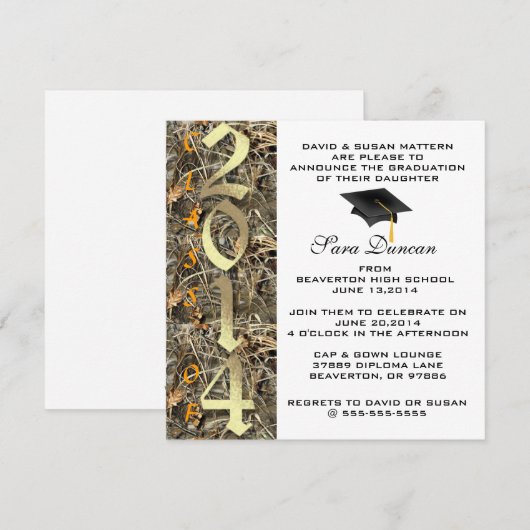 Cute Classic Elegant 2014 Afstuderen Invitation Kaart (Voorkant / Achterkant)