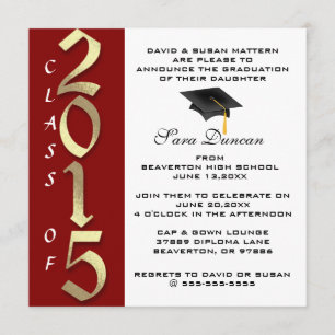 Cute Classic Elegant 2015 Afstuderen Invitation Kaart