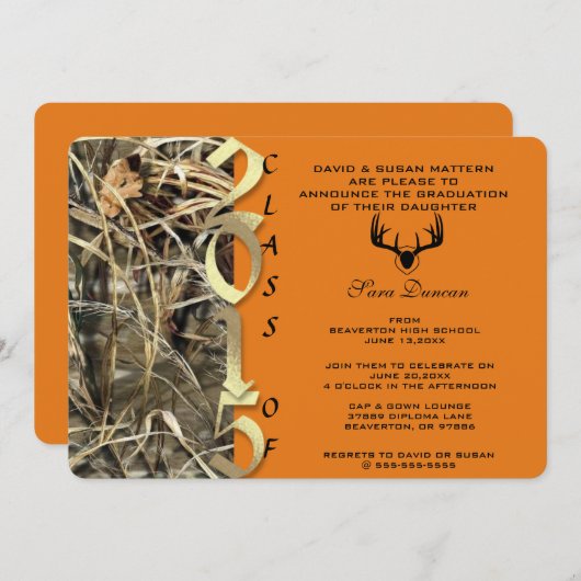 Cute Classic Elegant 2015 Afstuderen Invitation Kaart (Voorkant / Achterkant)