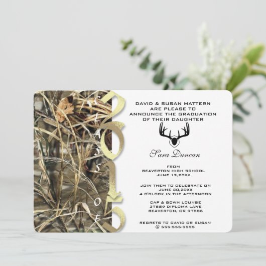 Cute Classic Elegant 2015 Afstuderen Invitation Kaart (Staand voorkant)